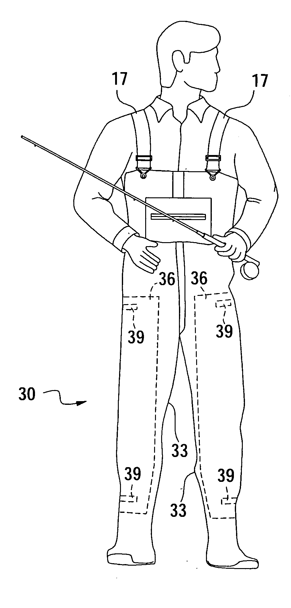 Wader having removable insulation