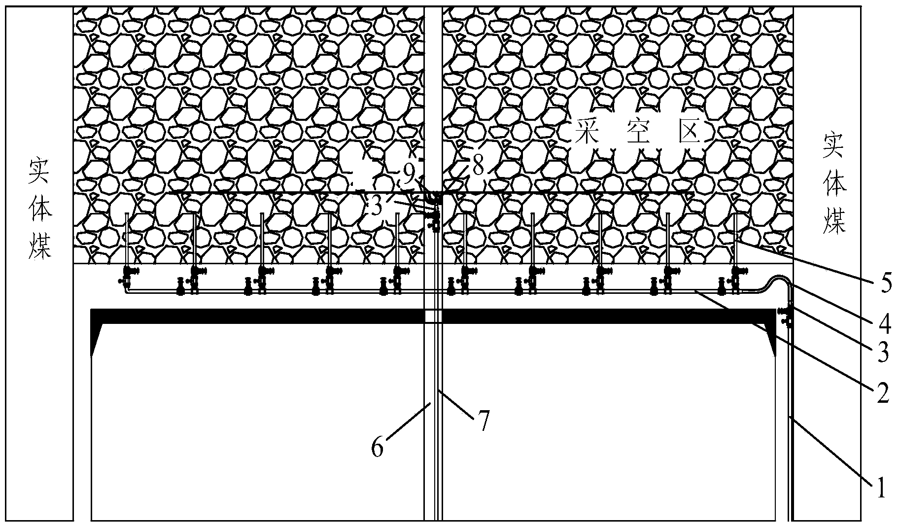 Cracked roof caving region grouting filling method