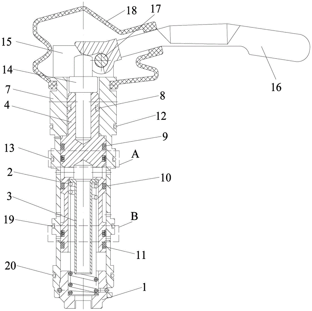 A valve core assembly for operating a valve group