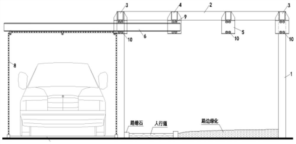 Three-dimensional parking system combined with roadside greening and sidewalk