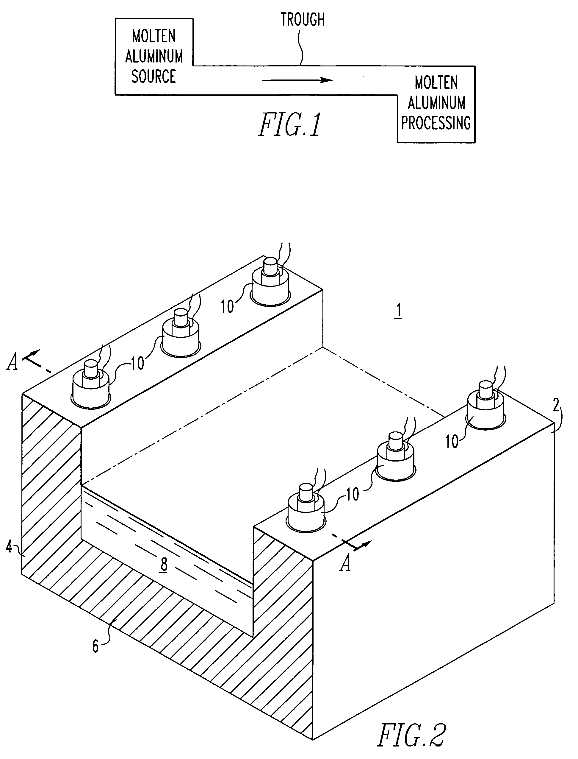 Heated trough for molten aluminum