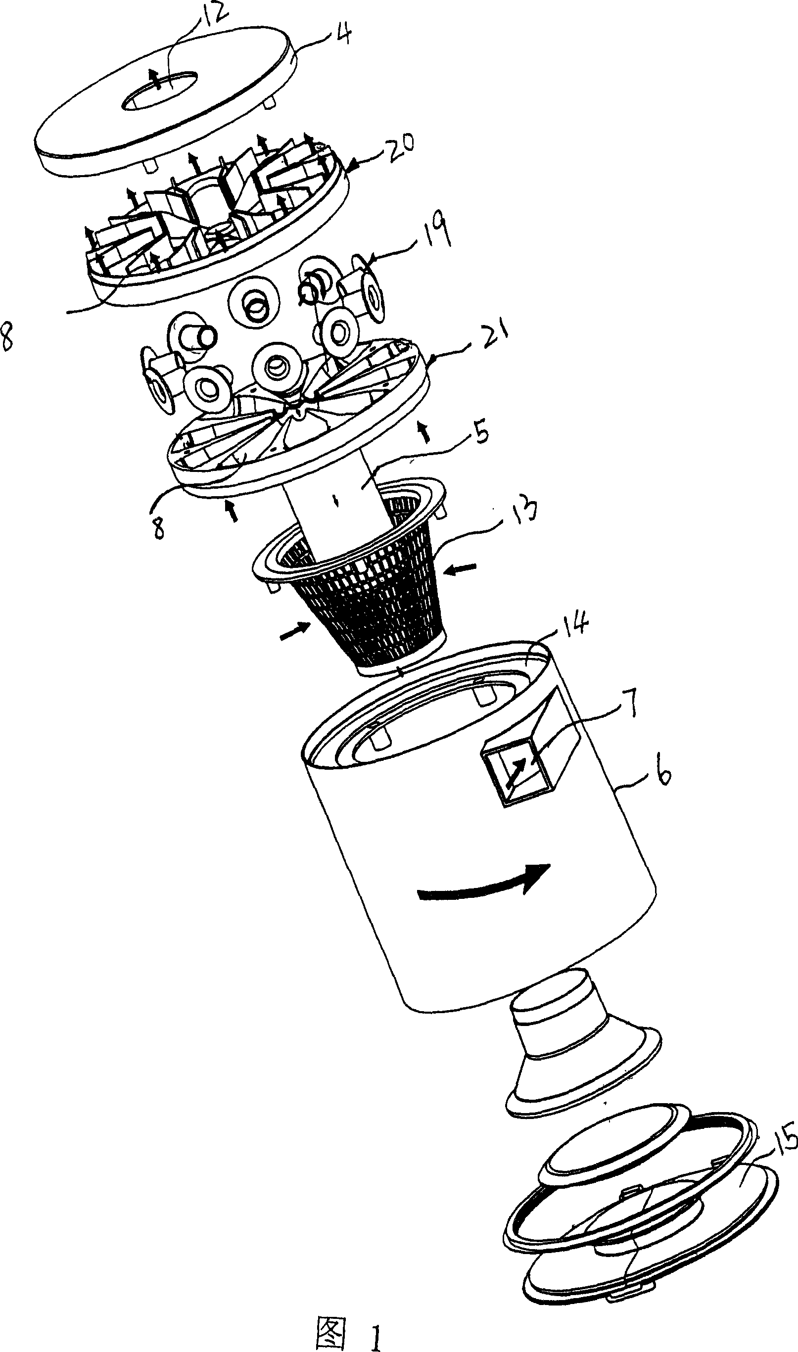 Cyclone separation device of dust collector