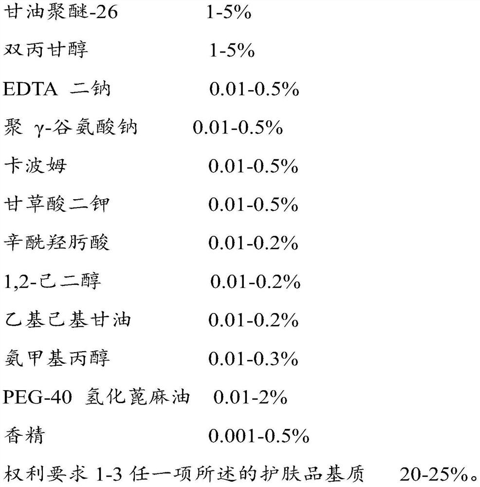 Skin care product matrix, skin care product and preparation method and application of skin care product