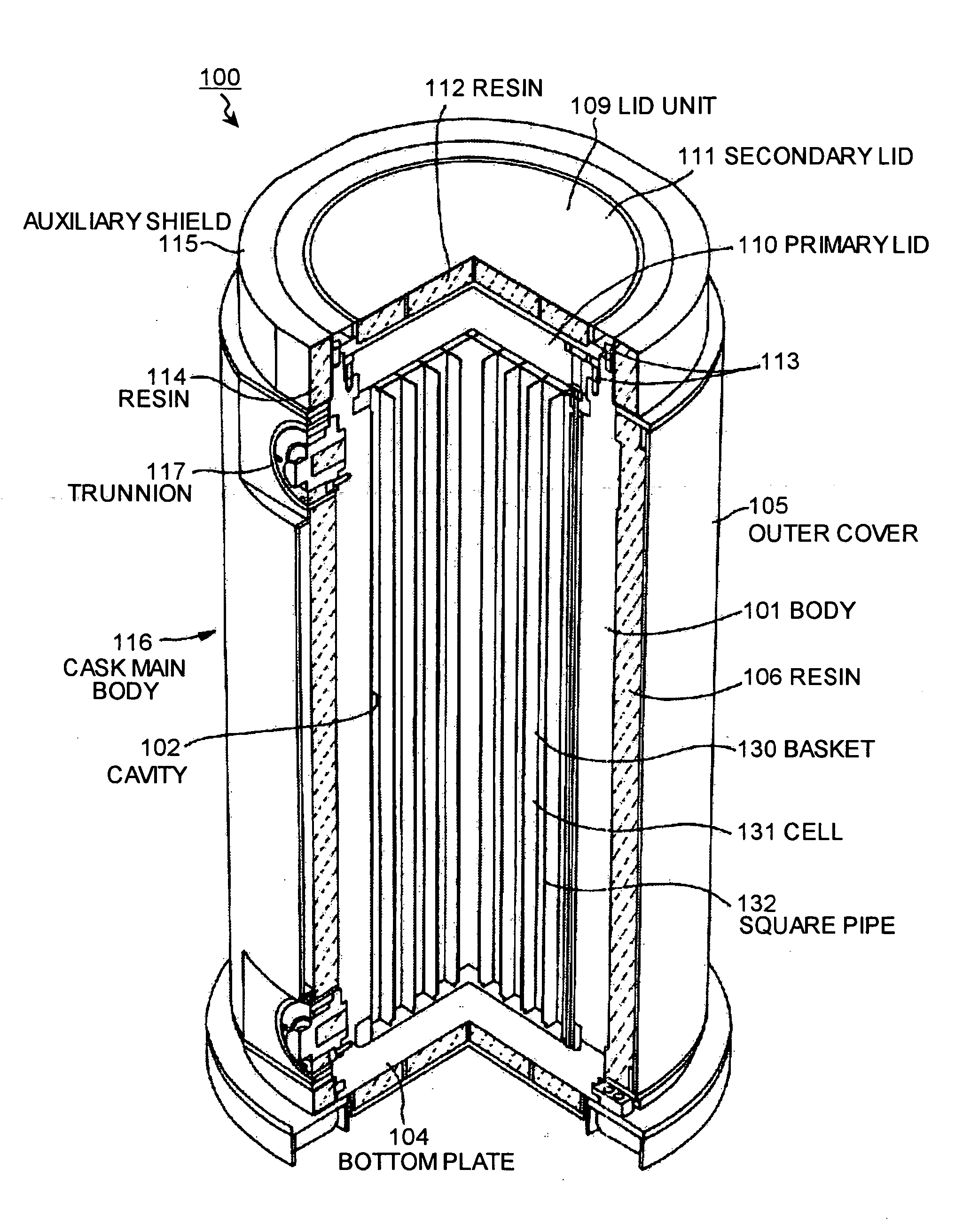 Cask, composition for neutron shielding body, and method of manufactruing the neutron shielding body