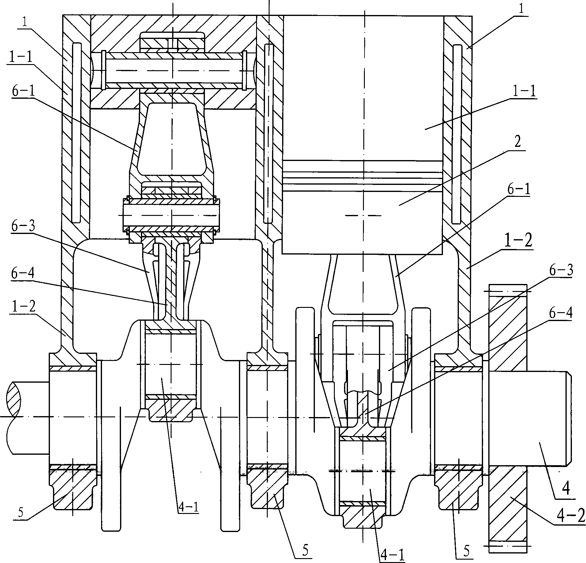 Gas cylinder link mechanism used for piston type internal combustion engine or gas compressor