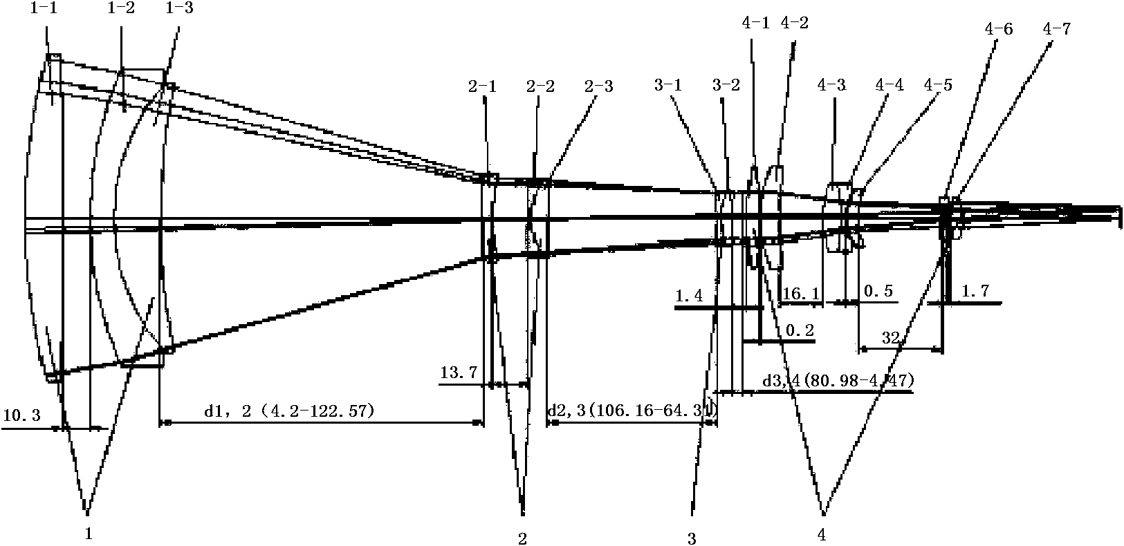 High-magnifying long-focus zooming camera lens