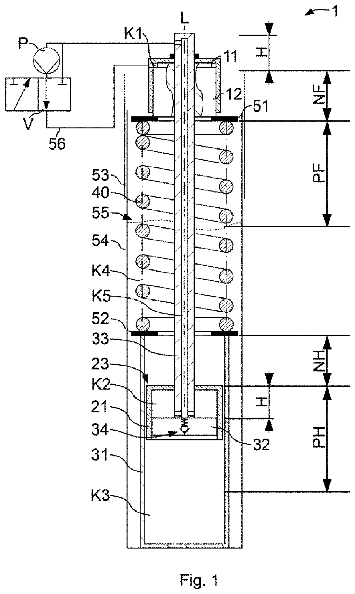 Height-adjustable spring arrangement for a vehicle
