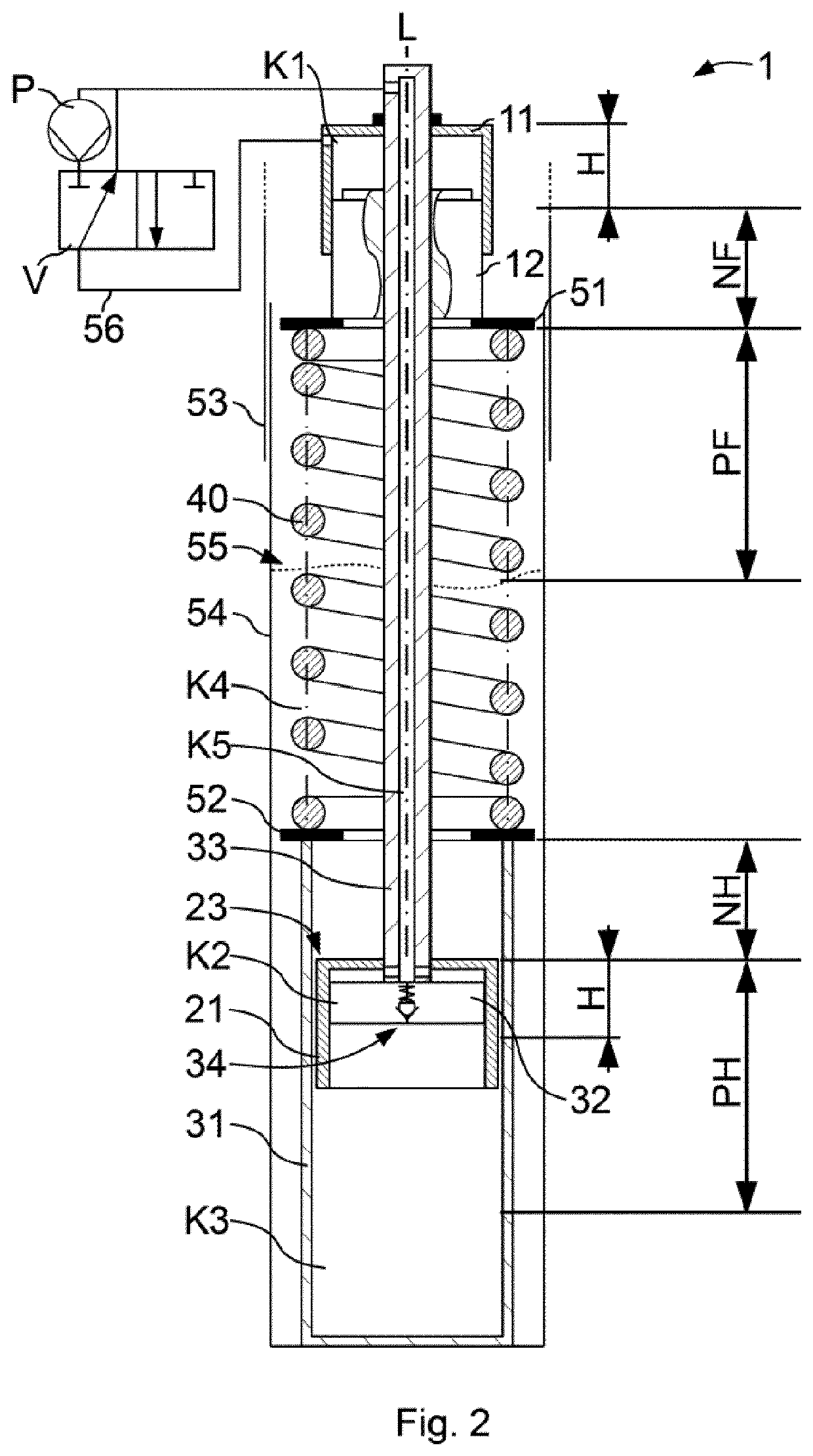 Height-adjustable spring arrangement for a vehicle