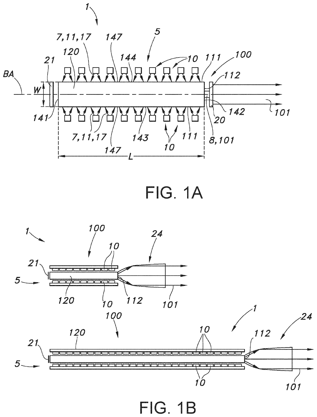 Multiple pumping luminescent rod configuration for obtaining ultra-high brightness