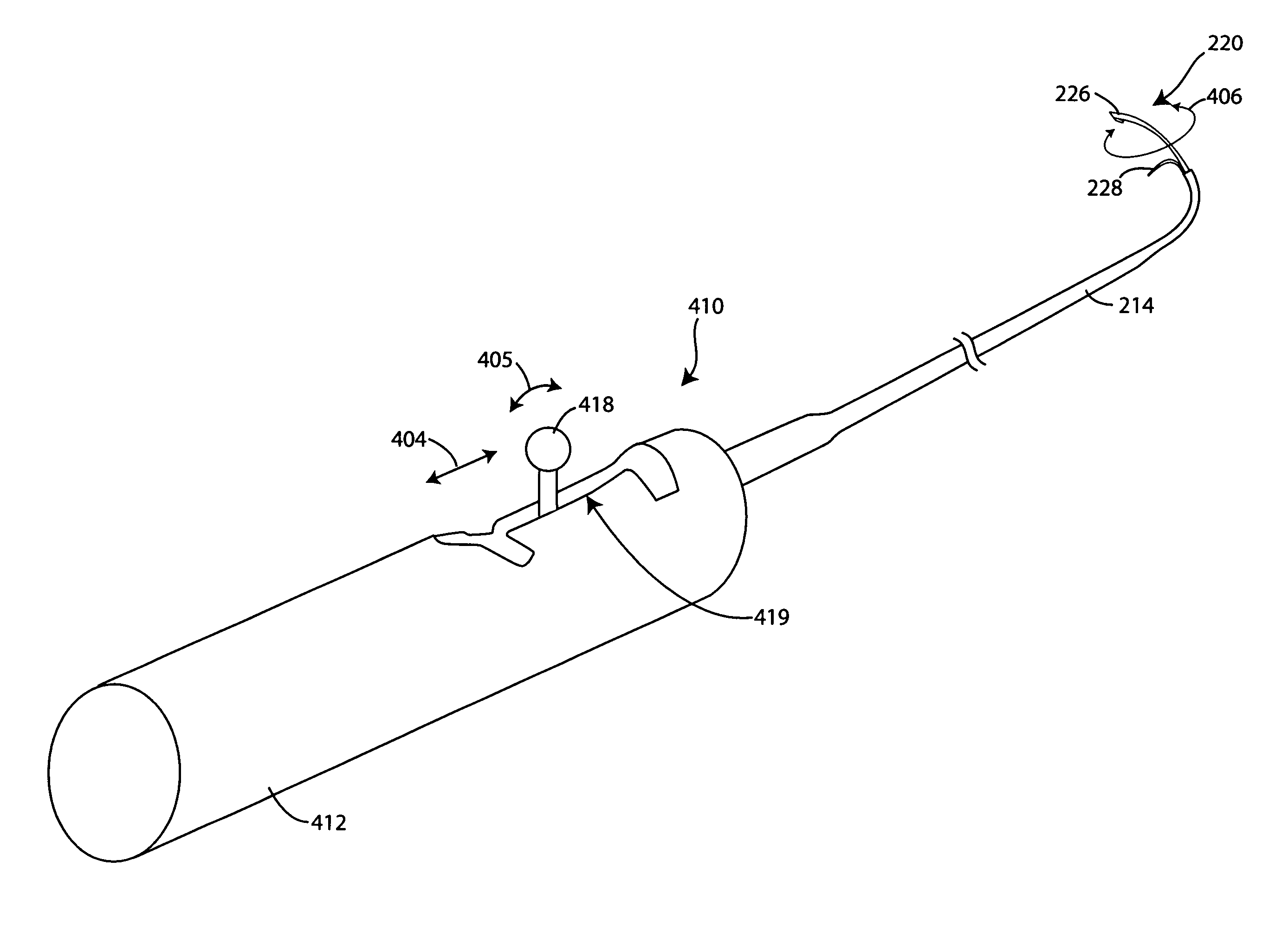 Expandable needle suture apparatus and associated handle assembly with rotational suture manipulation system