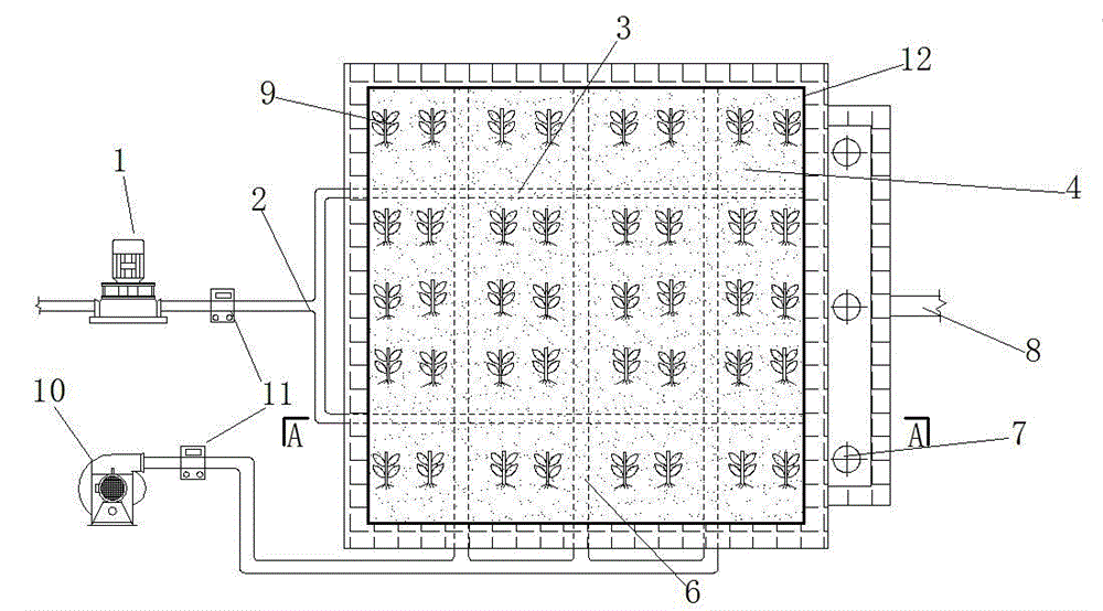 Oxygen supply-controllable vertical-underflow artificial wetland denitriding device