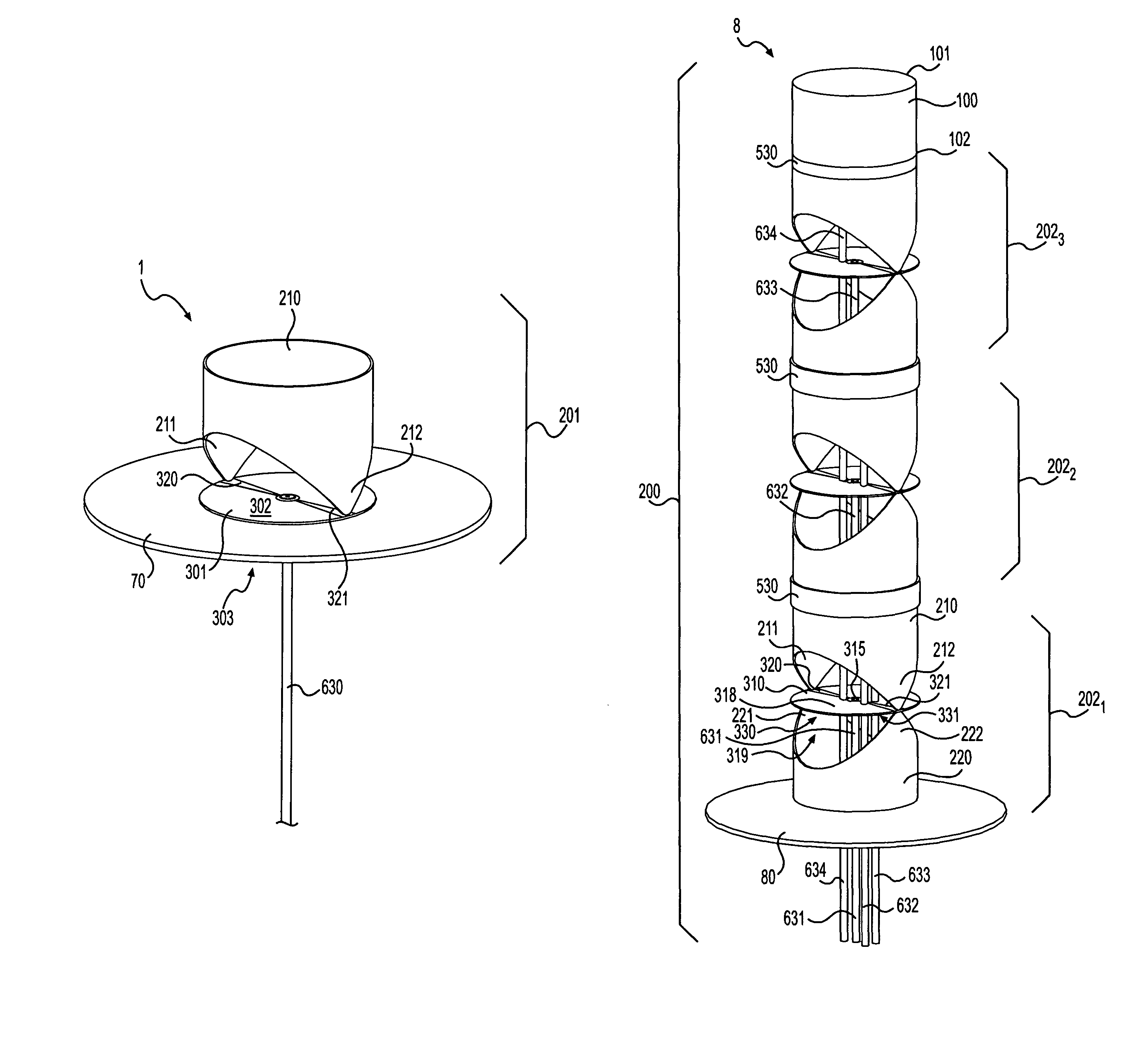 Broadband antenna system allowing multiple stacked collinear devices