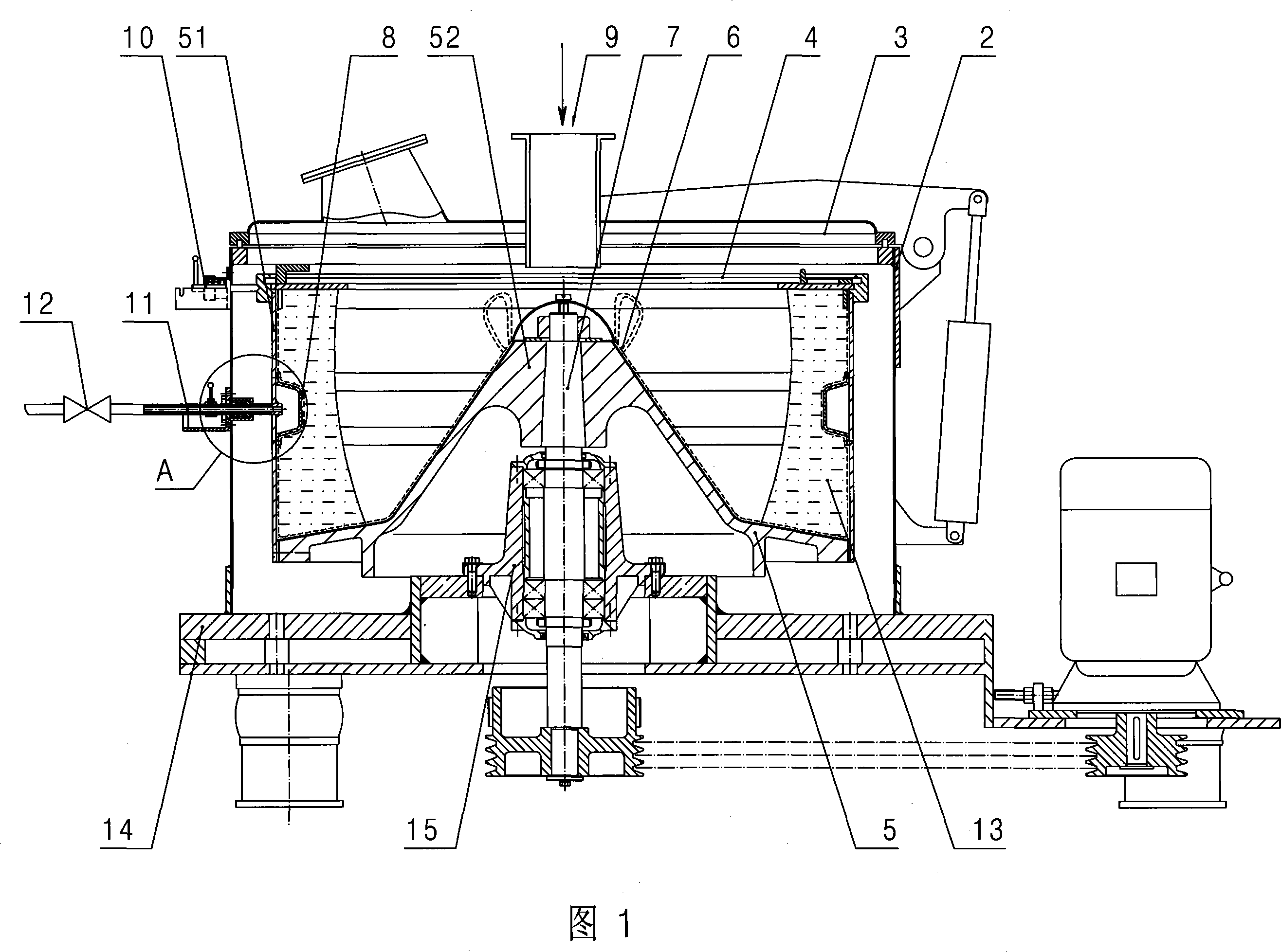 Bag extrusion device of the hanging bag type centrifugal machine