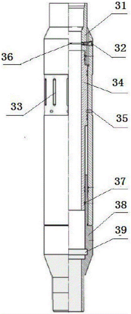 Oil and gas well cementation tubular column and well cementation method