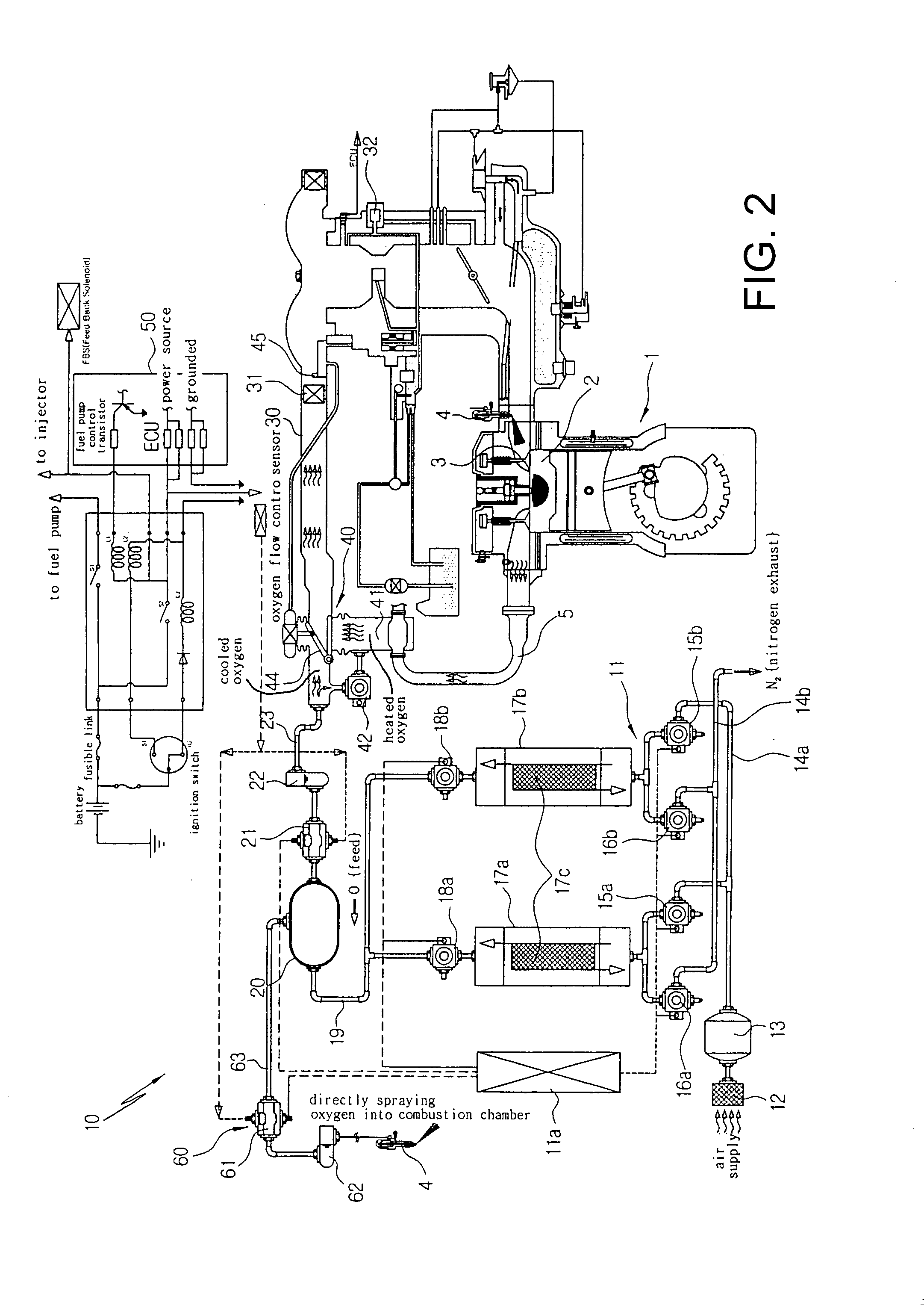 Low-Fuel Consumption and Low Pollution Combustion System for Supplying Vehicle Engine With Mixture of Fuel and Oxygen