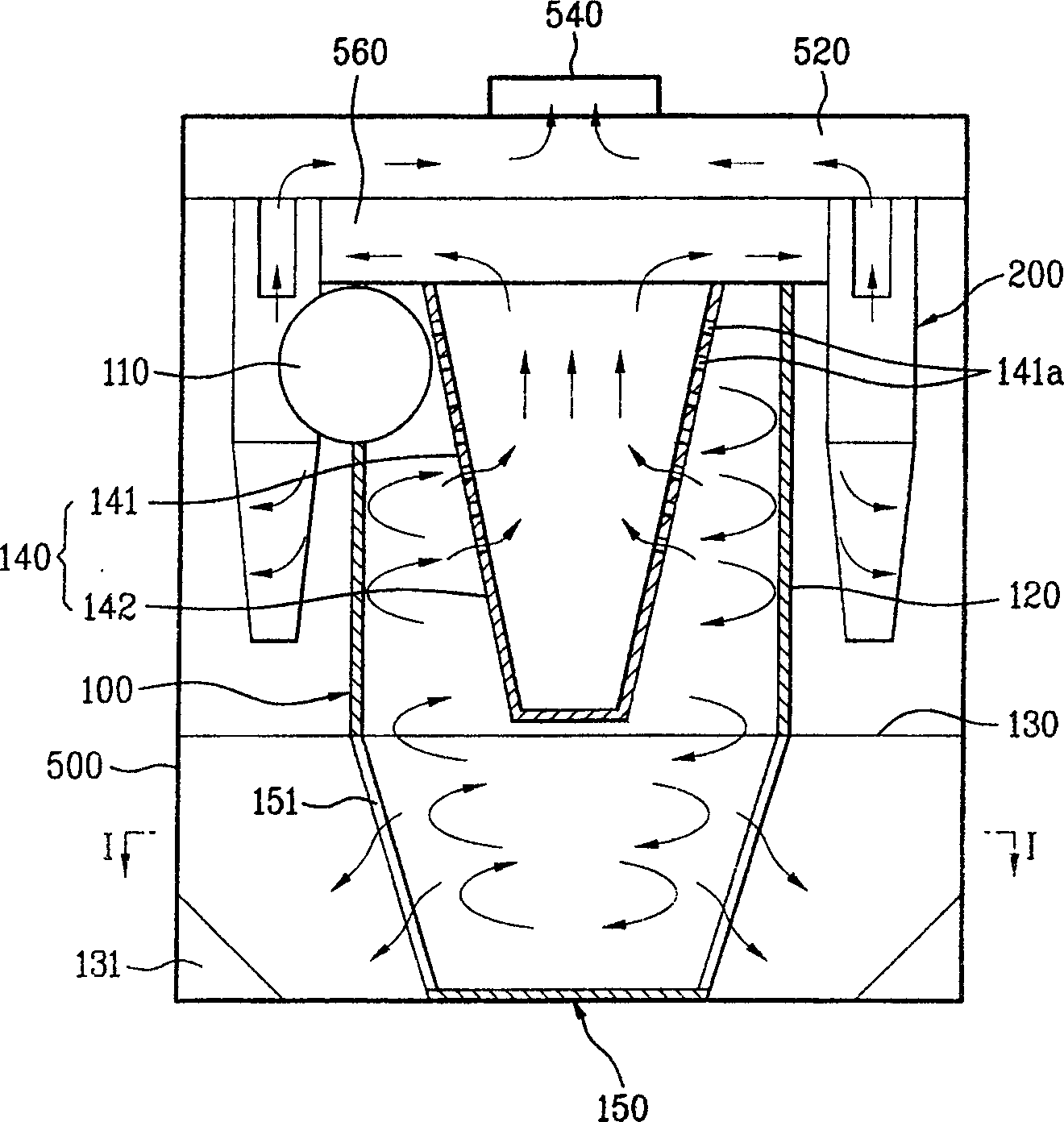 Multiple cyclonic dust collector