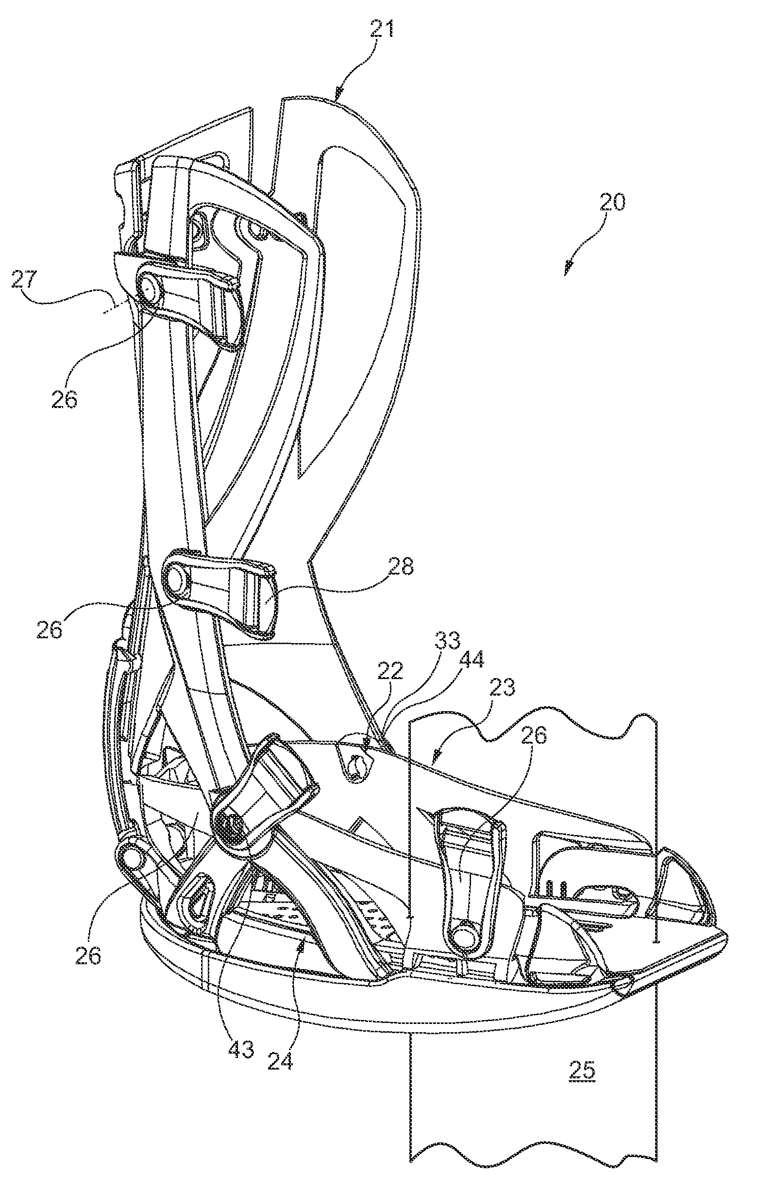 Support shell arrangement for arrangement at a lower leg