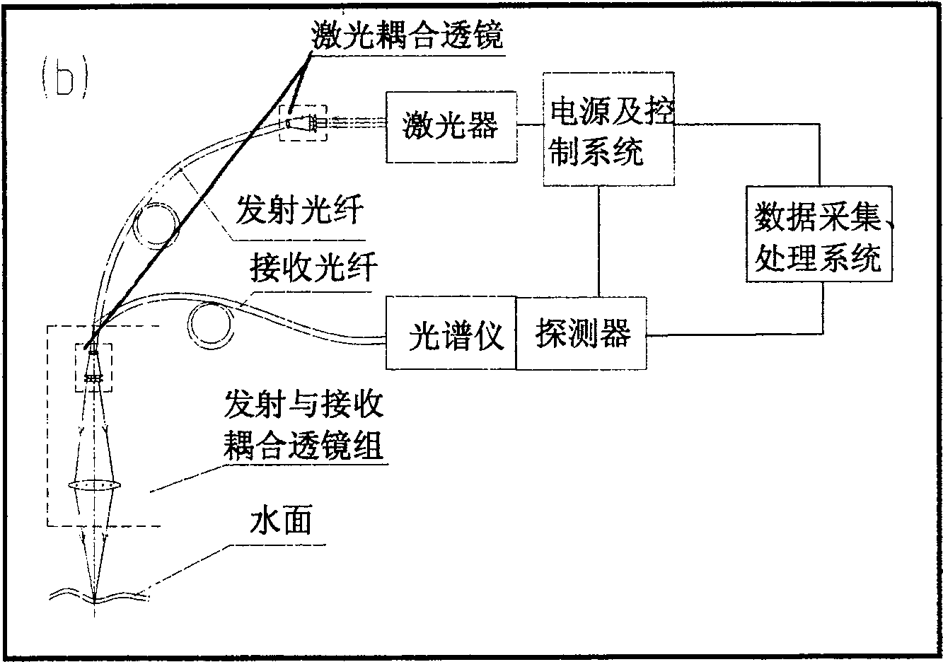 Laser breakdown spectrographic detection method and system for metal pollutants in water body