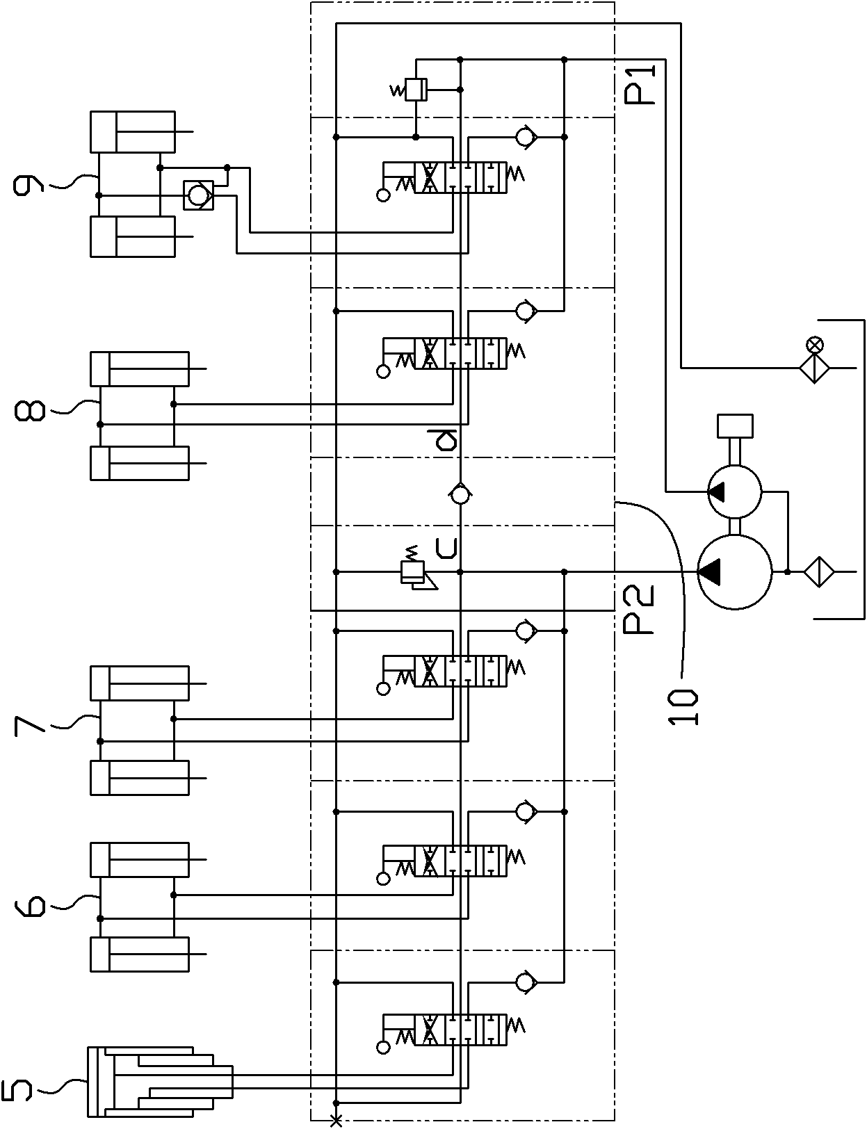 Compression refuse collector and hydraulic system thereof