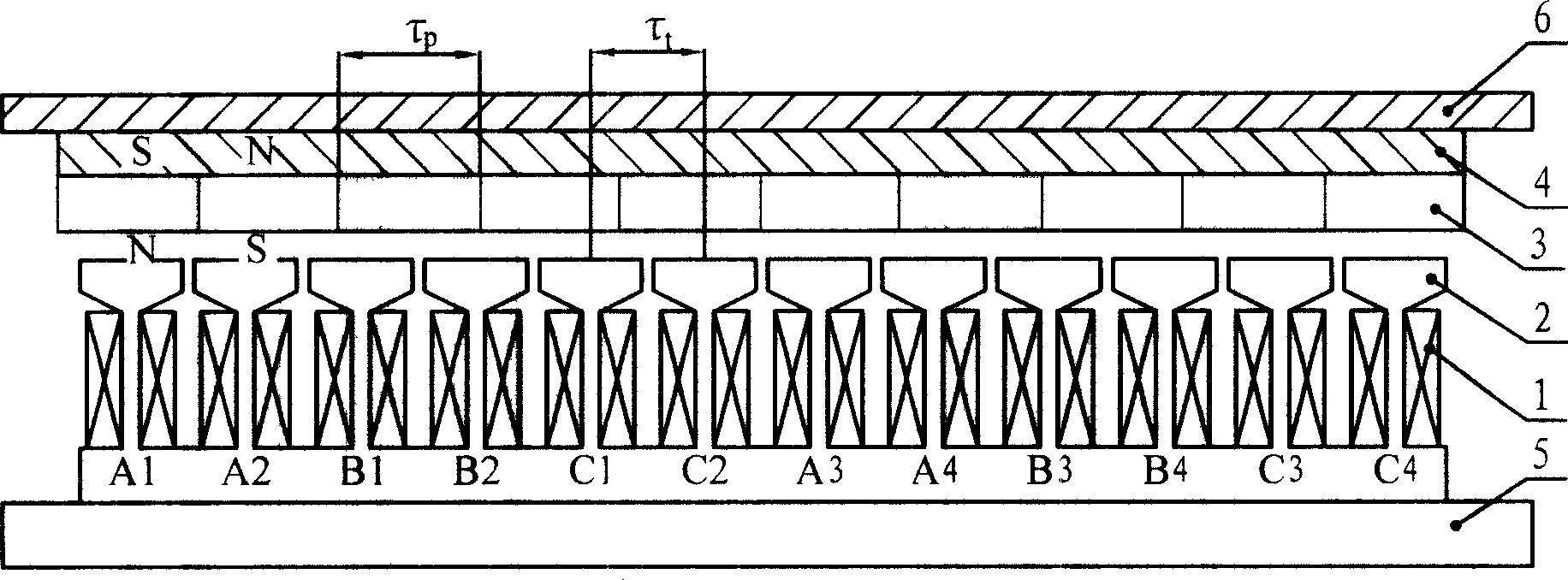 Flat plated three-phase linear permanent-magnet synchronous motor