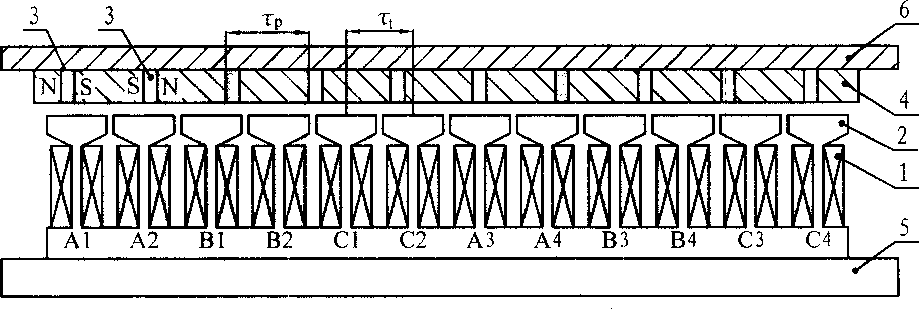 Flat plated three-phase linear permanent-magnet synchronous motor