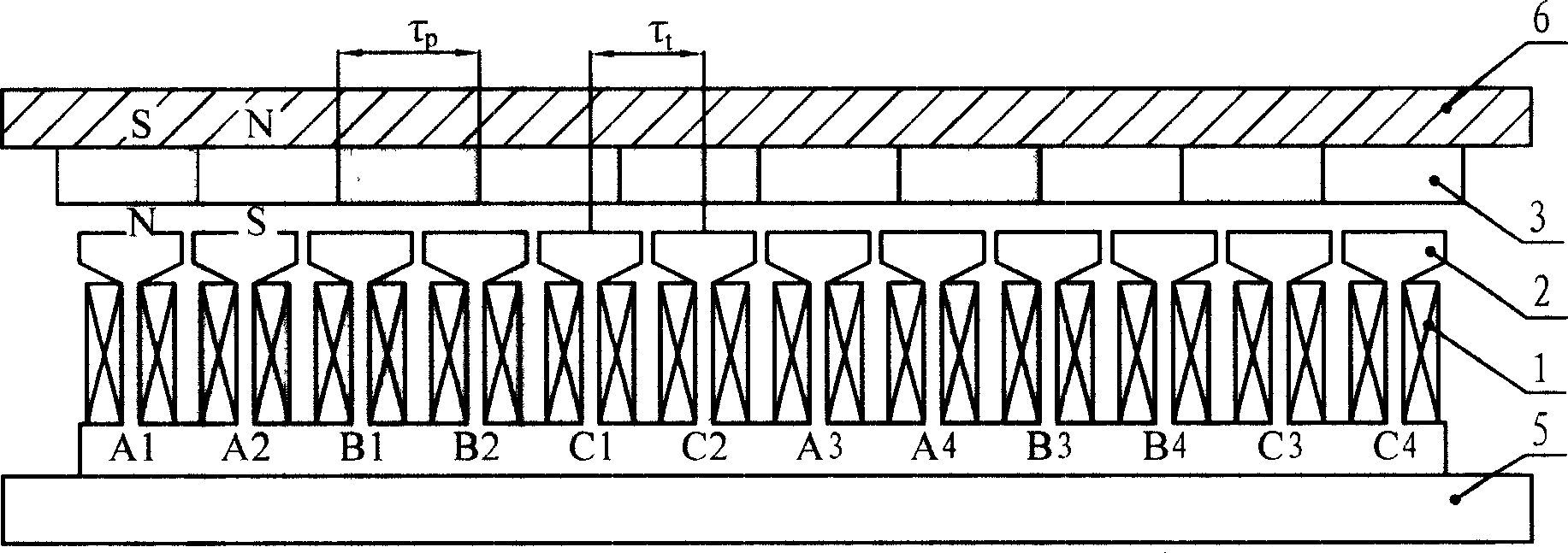 Flat plated three-phase linear permanent-magnet synchronous motor