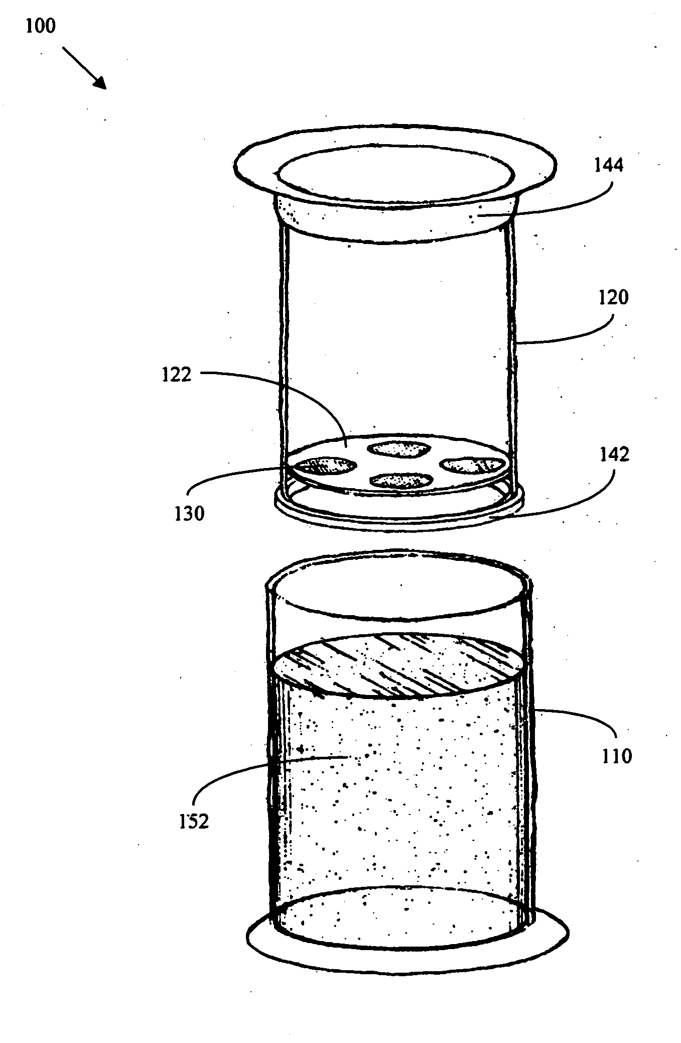 Beverage making devices and methods with an inner housing in place of a central rod plunger