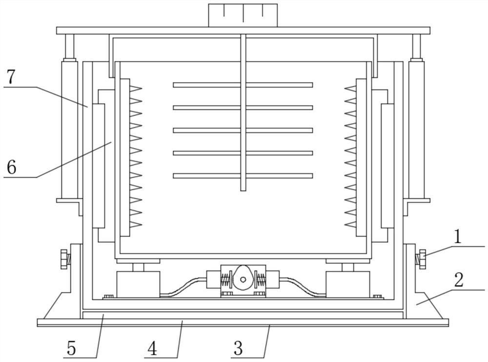 Efficient solid raw material crushing device for biological pharmacy