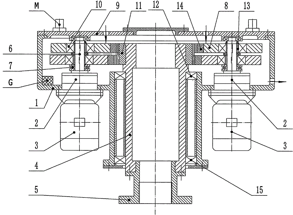 Planetary-few teeth difference double-annular-plate pile machine reducer with oil temperature alarm function