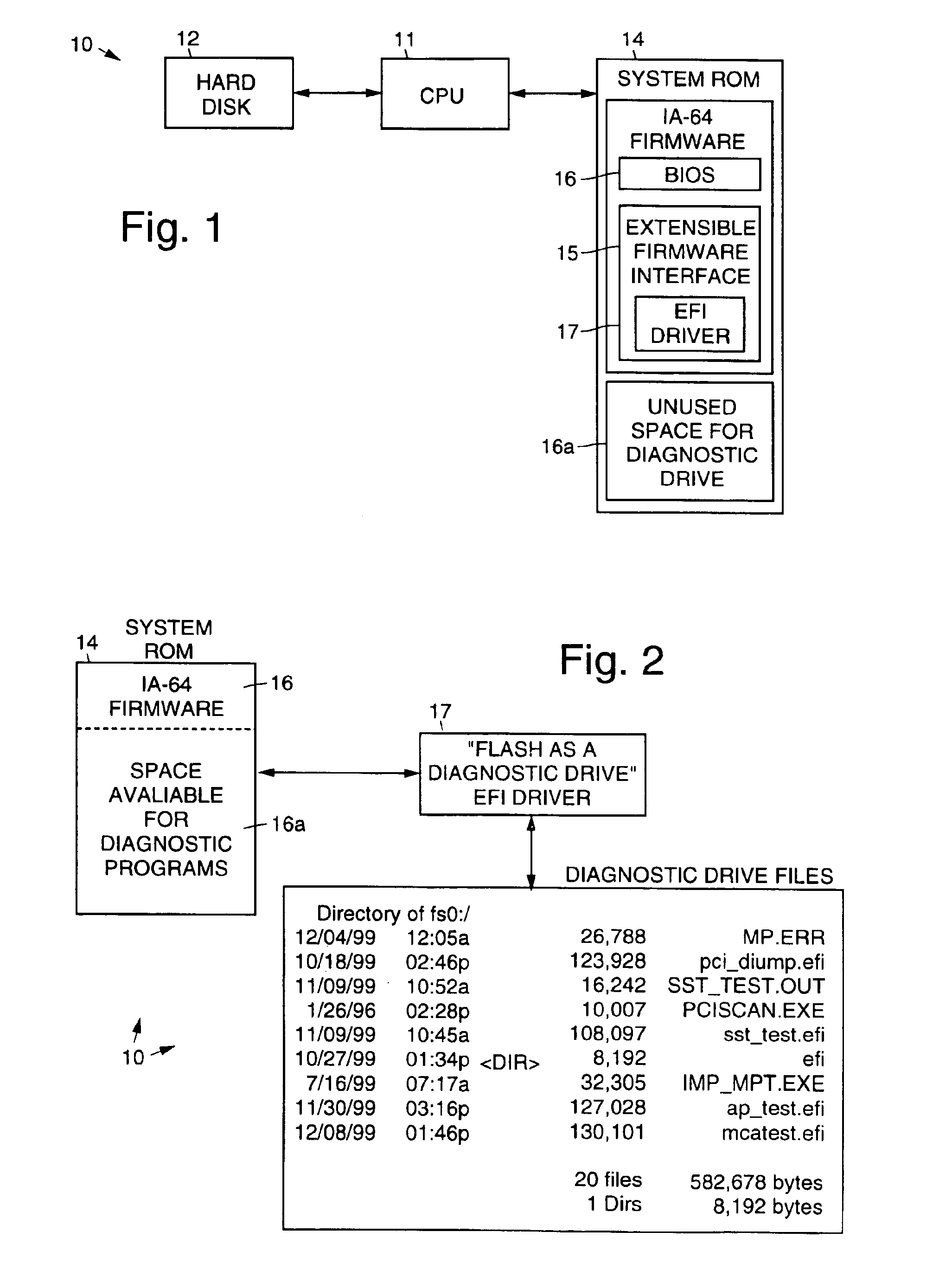 Use of extra firmware flash ROM space as a diagnostic drive