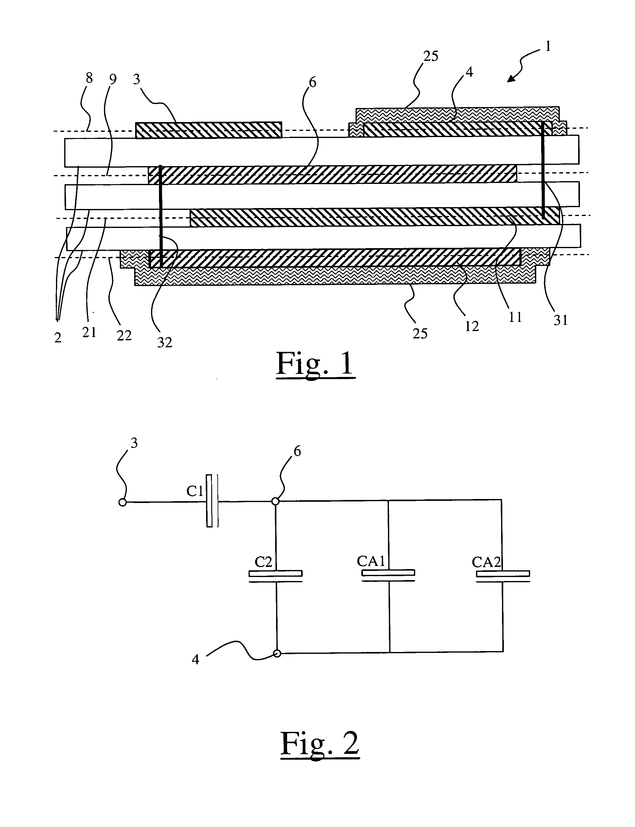 Capacitive divider device, voltage sensor, trip device module and electrical protection apparatus provided with such a device