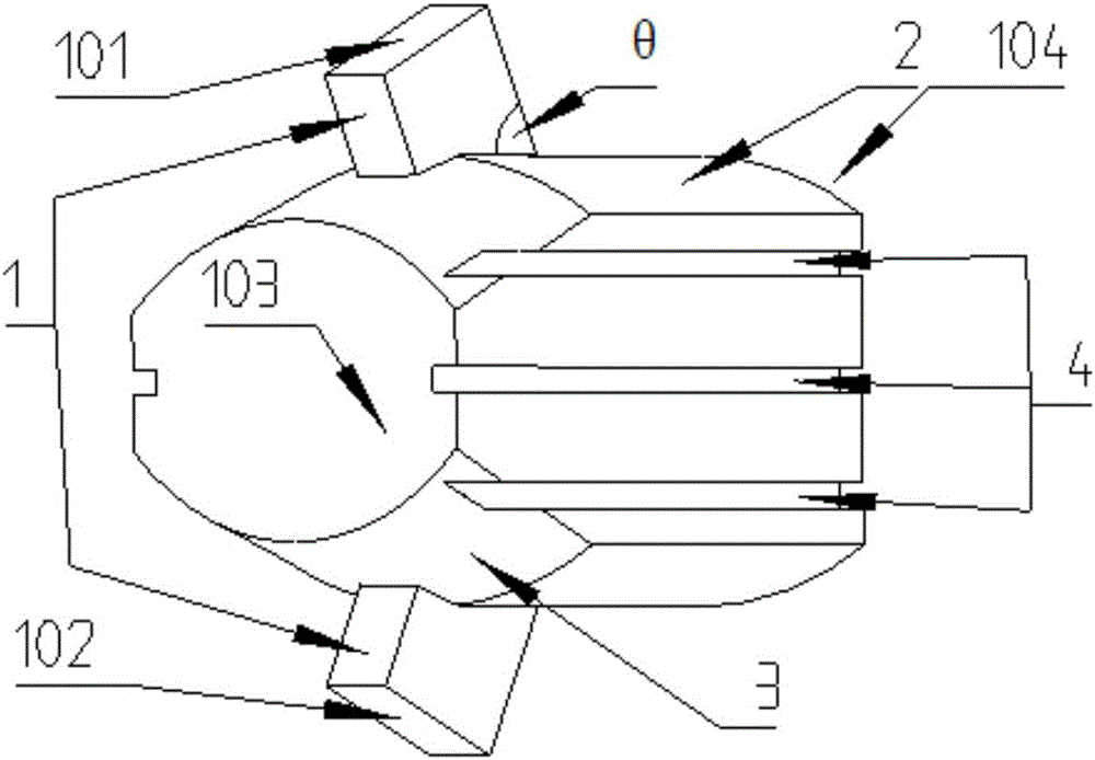 Confocal waveguide broadband input coupling device