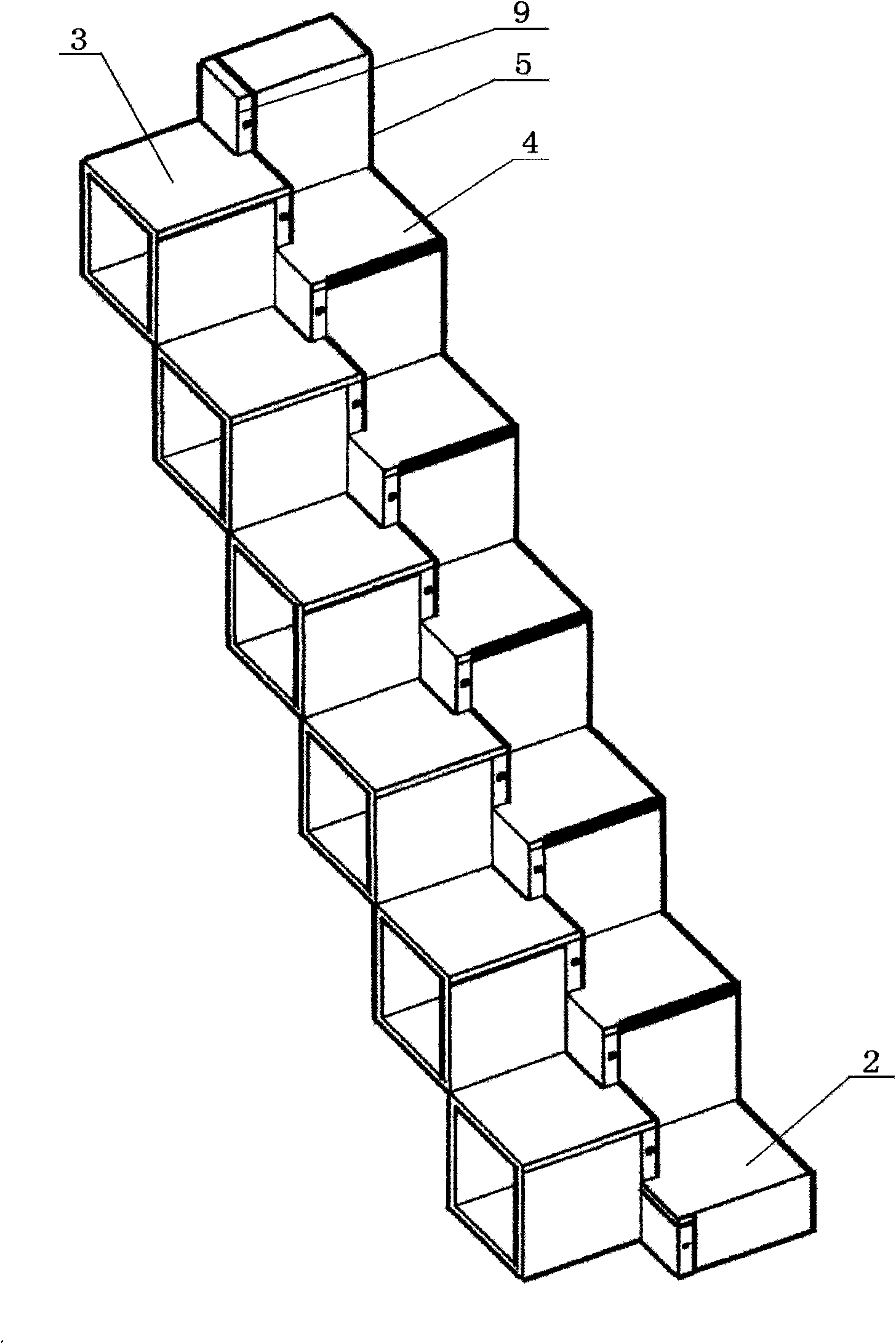 Step high adjusting type modulization combined staircase