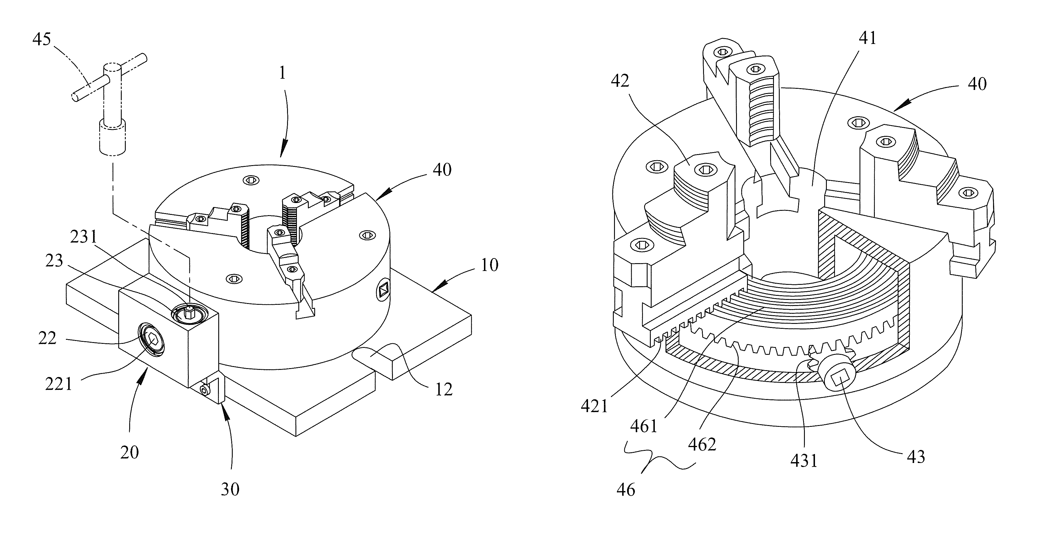 Upright chuck assembly