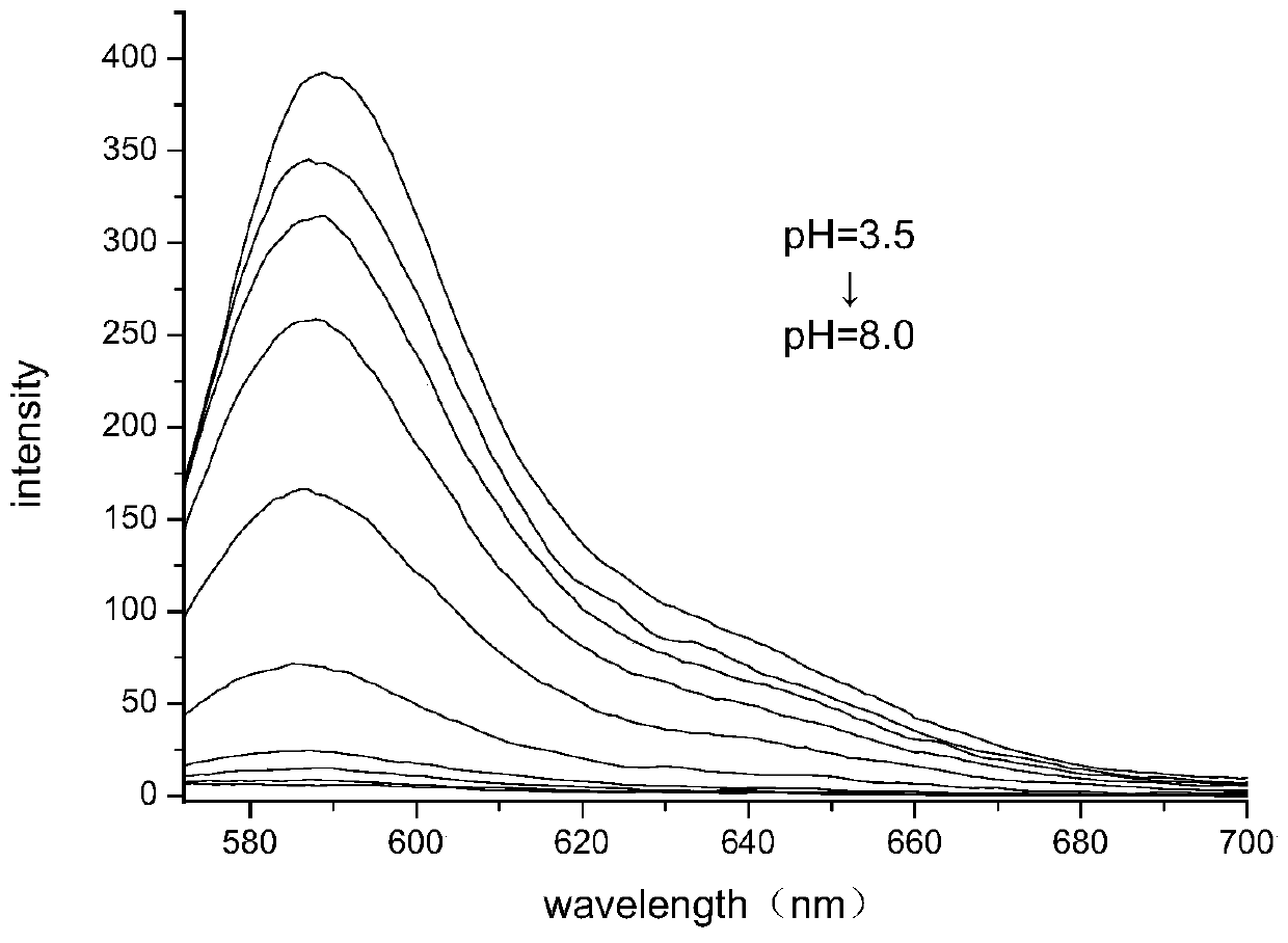 Six-membered spiro rhodamine pH fluorescent indicator containing urea structure and application thereof