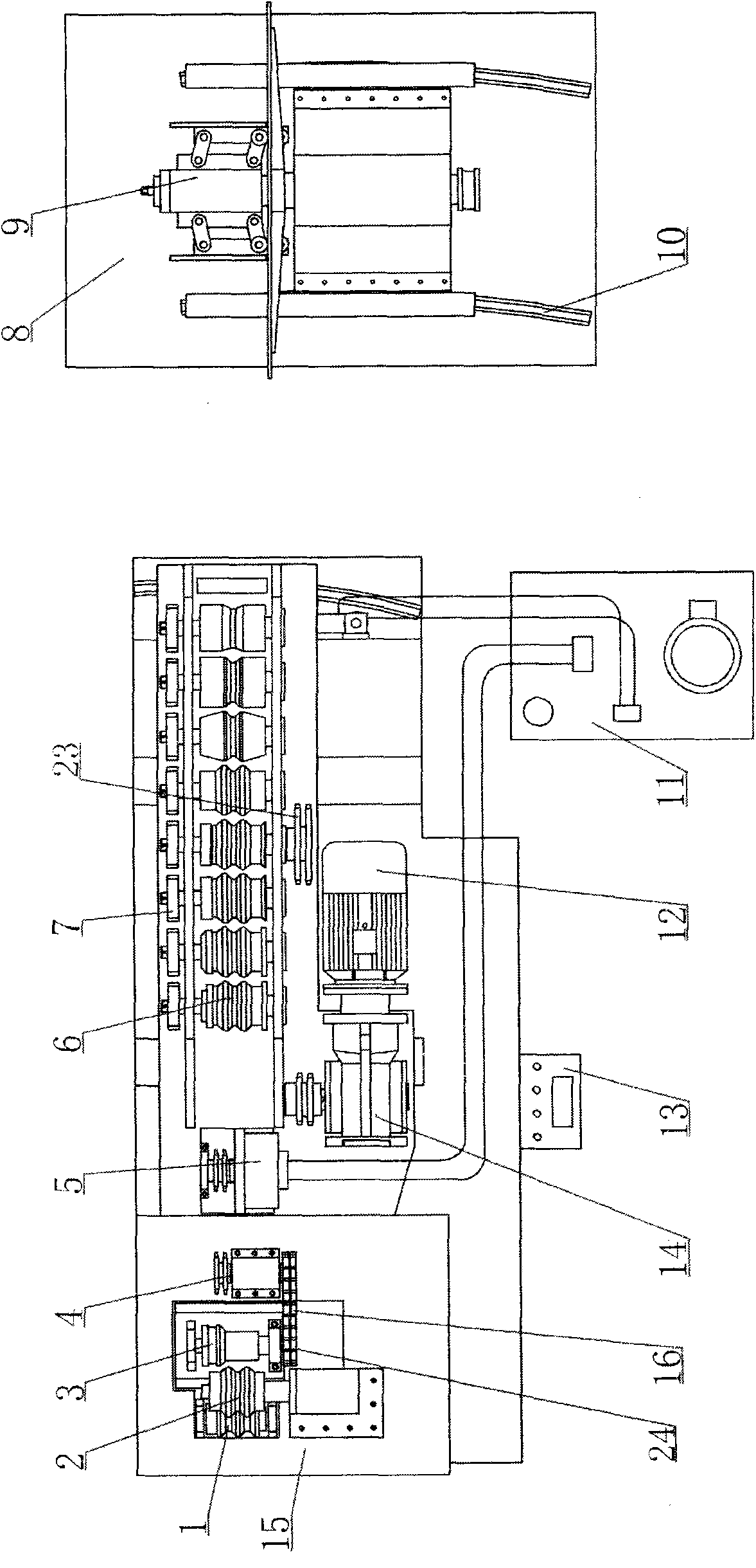 Heavy-calibre spiral corrugated pipe machine