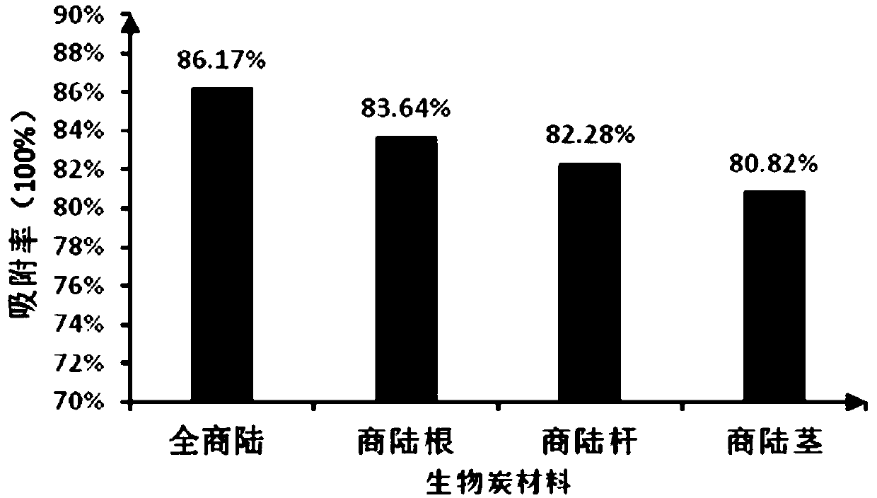 Plant type biochar adsorbing heavy metal Cd in water body and preparation method and application of biochar