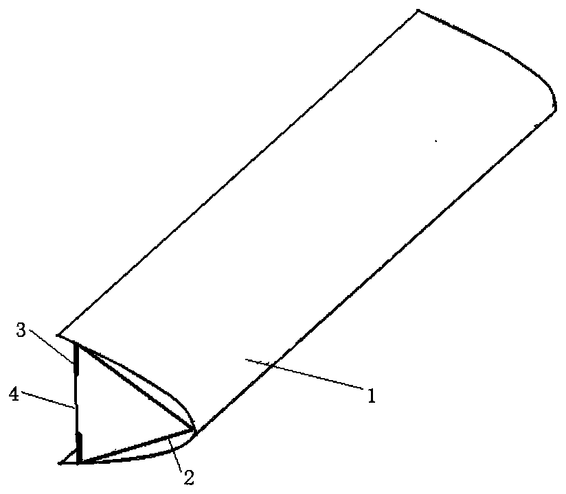 Leading edge of anti-bird strike aircraft empennage with single inclined plate