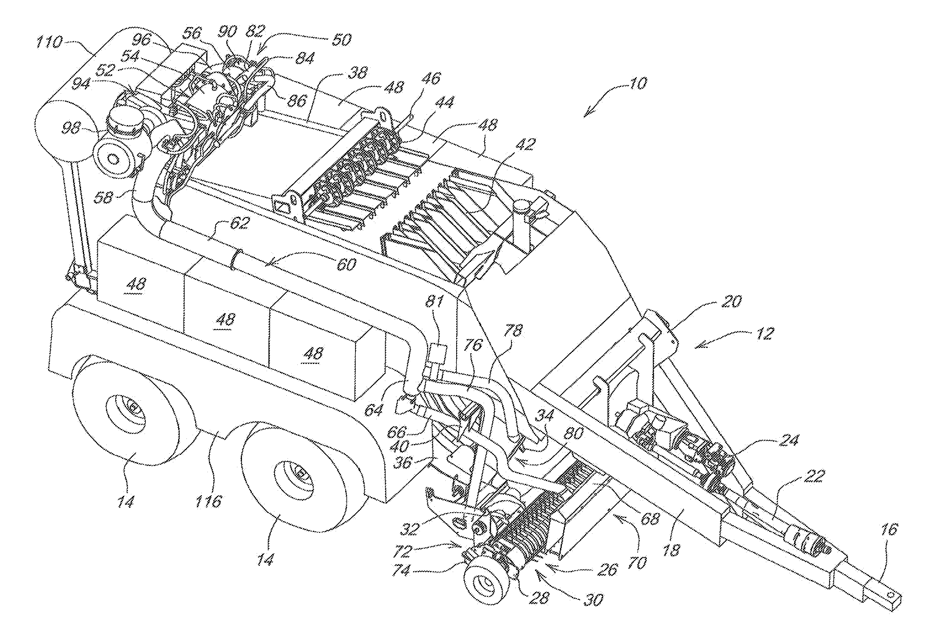 Crop re-hydration system carried by a large square baler