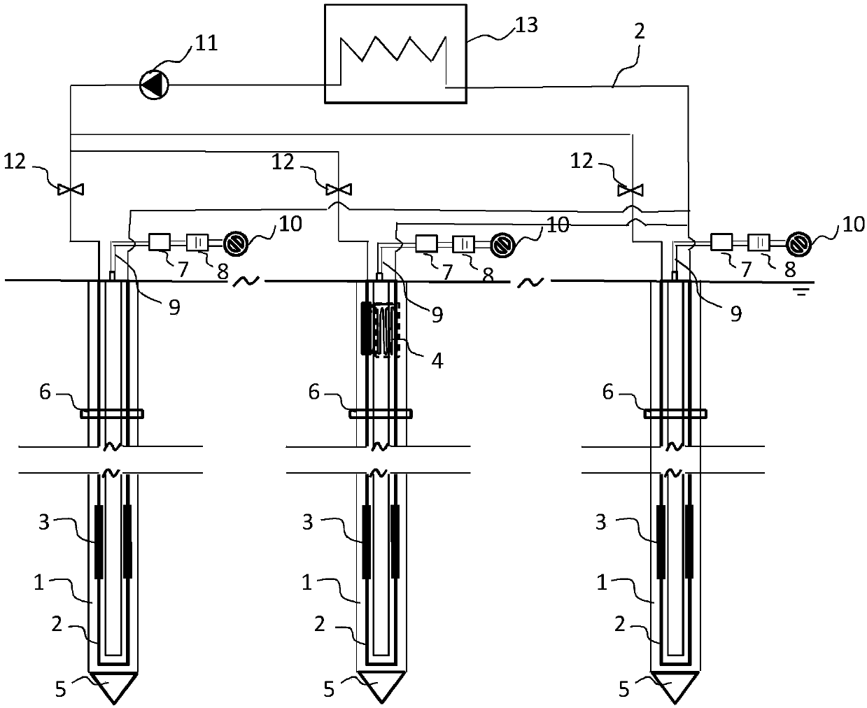 A prestressed pipe pile device for combined cooling, heating and power generation and its manufacturing method