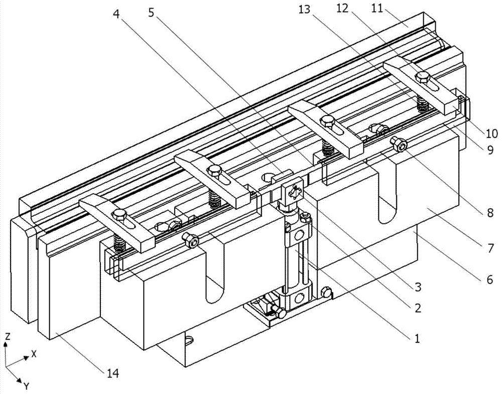 Non-planar-long-and-thin-profile-machining-oriented self-adaptive linkage clamping device and method