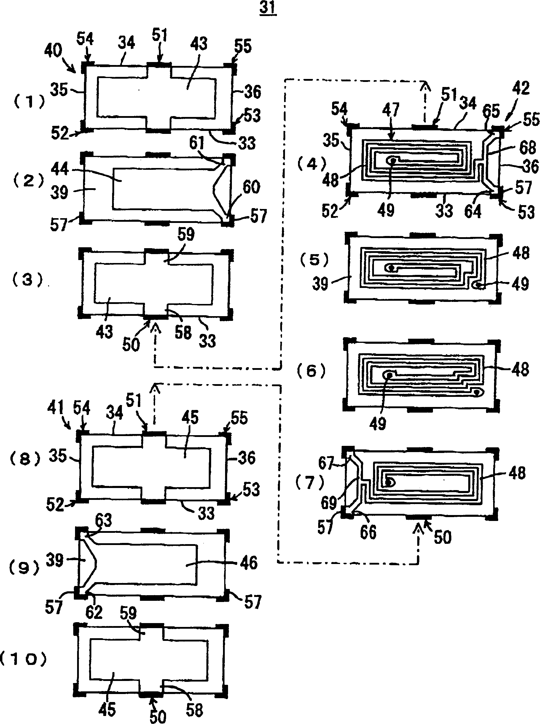 Multi-layer LC composite element and mfg. method thereof