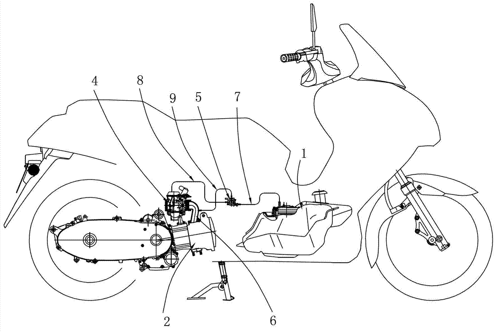 Motorcycle fuel supply system with low fuel tank