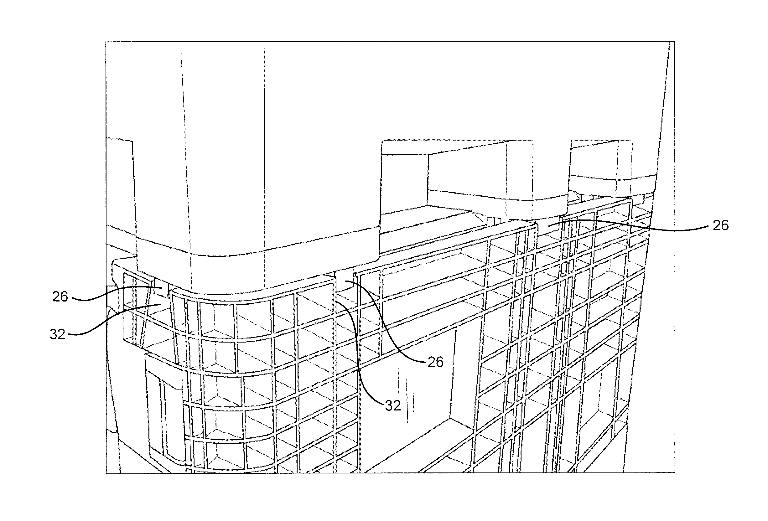 Bulk Bin with Interlocking Elements for Stacking