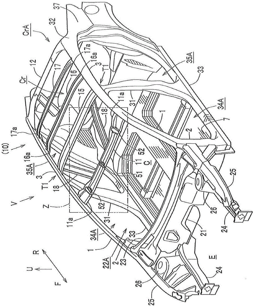 Upper vehicle-body structure of vehicle