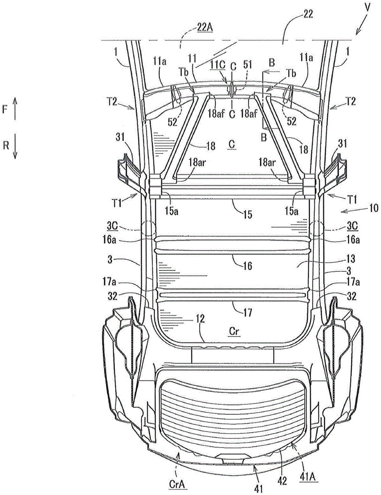 Upper vehicle-body structure of vehicle