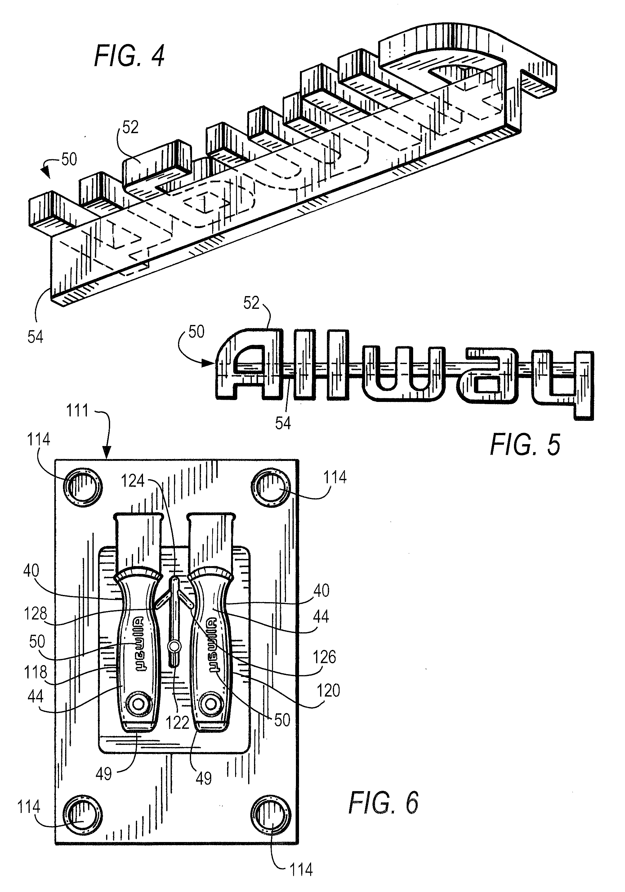 Method of dual molding products with logos and other indicia