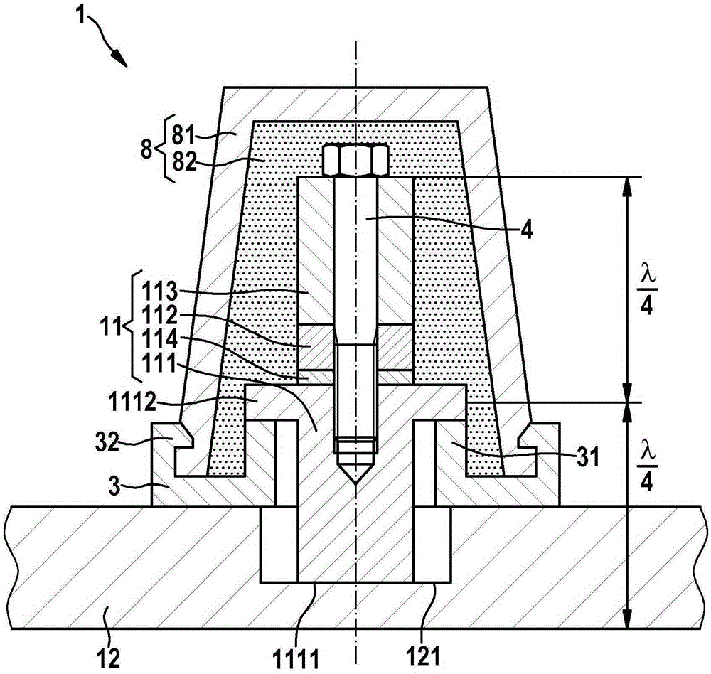 Surroundings-sensing system having a modular ultrasonic transducer, and a motor vehicle having such a surroundings-sensing system