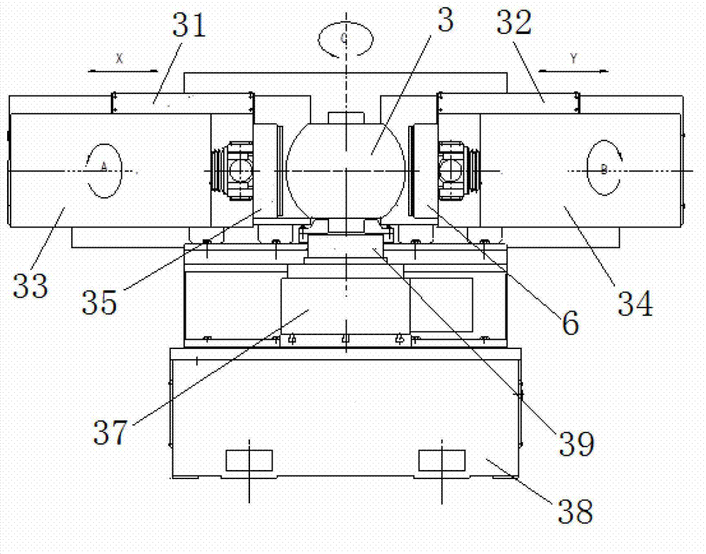 Numerical control spherical pair grinder and grinding method