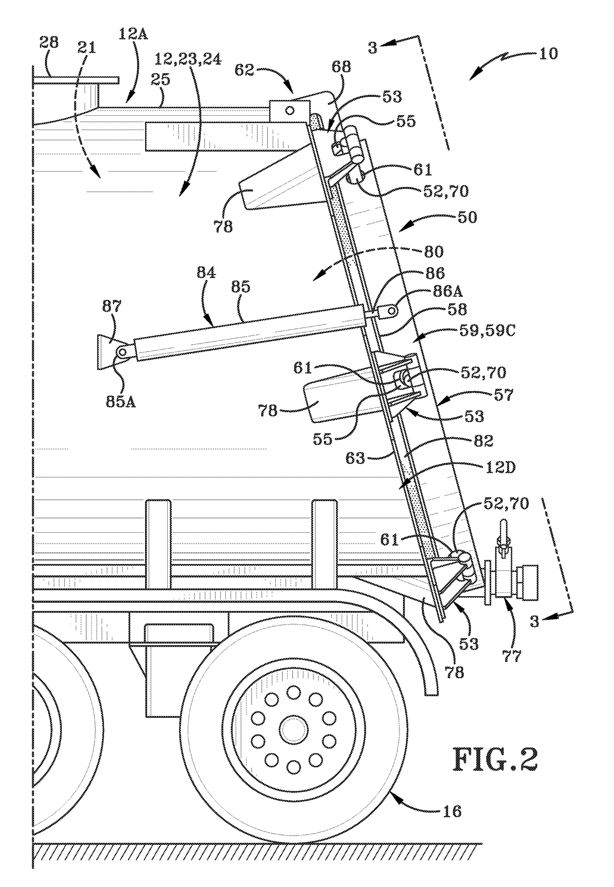 Vehicle assembly having a sloped gate